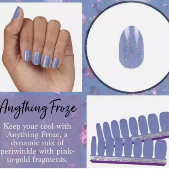 Color Street Anything Froze Periwinkle Pink Glitter Nail Strips - Picture 3 of 6